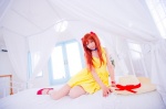 bed choker cosplay dress hair_pods mashiro_yuki neon_genesis_evangelion pantyhose red_hair sheer_legwear soryu_asuka_langley twintails rating:Safe score:0 user:nil!