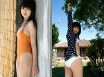bikini blouse hiroin_no_kyuusoku nakamura_chise one-piece_swimsuit open_clothes polka_dots swimsuit rating:Safe score:2 user:nil!