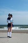 beach cosplay enako enaplus hairbow kneesocks love_plus ocean pleated_skirt ponytail sailor_uniform school_uniform skirt takane_manaka rating:Safe score:0 user:nil!