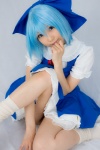 blouse blue_hair cirno cosplay hairbow jumper lenfried socks touhou rating:Questionable score:1 user:nil!