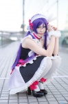 apron cosplay dress hairband love_live!_school_idol_project maid maid_uniform purple_hair thighhighs toujou_nozomi twintails white_legwear yuzuki_aya rating:Safe score:0 user:nil!
