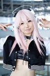 choker cosplay headphones jacket kazuki_ren nitro_super_sonic pink_hair super_soniko tubetop rating:Safe score:1 user:nil!