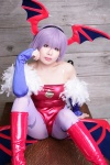 bodysuit boots cosplay detached_sleeves head_wings lilith_aensland pantyhose purple_hair tamashi_no_mayoigo vampire_(game) wings yuuki_sayo rating:Safe score:2 user:nil!