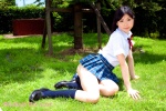 blouse bookbag ikehara_fuyumi kneesocks pleated_skirt school_uniform skirt rating:Safe score:4 user:nil!