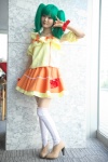 blouse bows cosplay green_hair macross macross_frontier ranka_lee rinsu skirt thighhighs twintails wristband zettai_ryouiki rating:Safe score:2 user:pixymisa