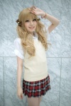 blonde_hair blouse cardigan cosplay original pleated_skirt school_uniform skirt soubi_zero twintails rating:Safe score:2 user:nil!