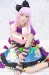 alice_(fairytale_requiem) arm_warmers cosplay dress fairytail_requiem hairbow kaieda_kae pantyhose pink_hair scarf sheer_legwear rating:Safe score:0 user:nil!