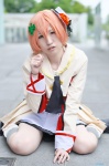 cosplay hoshizora_rin jacket kneehighs love_live!_school_idol_project orange_hair pleated_skirt runta skirt straw_hat rating:Safe score:0 user:nil!