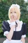 apron blonde_hair choker cosplay dress fate/series fate/stay_night hairband maid maid_uniform reo saber rating:Safe score:0 user:nil!