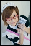 apron costume glasses looking_over_glasses maid maid_uniform rumi rating:Safe score:1 user:nil!