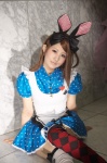 animal_ears apron ayakawa_hinako bunny_ears cosplay cuffs hairbow idolmaster maid maid_uniform minase_iori thighhighs rating:Safe score:1 user:pixymisa