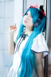 aqua_hair cosplay dress flowers hair_ribbons hatsune_miku tsubaki_tomoyo twintails vocaloid world_is_mine_(vocaloid) rating:Safe score:0 user:pixymisa