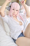 blouse cosplay headphones mizuhashi_uri nitro_super_sonic pink_hair shorts super_soniko rating:Safe score:0 user:pixymisa