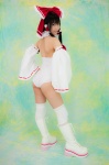 ass boots cosplay detached_sleeves hairbow hakurei_reimu kneepads lenfried miko one-piece_swimsuit swimsuit thighhighs touhou rating:Safe score:1 user:nil!