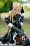 black_cat blonde_hair cosplay detached_sleeves dress eve ryuga thighhighs twintails zettai_ryouiki rating:Safe score:1 user:nil!