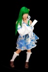 cosplay detached_sleeves gohei green_hair kneehighs kochiya_sanae lenfried miniskirt skirt stuffed_animal touhou rating:Safe score:0 user:nil!