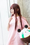 akitsu_honoka blue_eyes cosplay makise_kurisu plushie red_hair steins;gate tshirt rating:Safe score:0 user:pixymisa