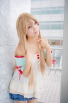 asuna_(sao) blonde_hair blouse braid cosplay miniskirt neko skirt sword_art_online rating:Safe score:0 user:pixymisa
