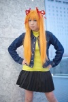 blouse cosplay hair_ribbons jacket kanon_(series) kiichigo_taruto orange_hair pleated_skirt sawatari_makoto skirt twintails rating:Safe score:0 user:pixymisa