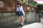 blouse bookbag misaki_suzu pleated_skirt school_uniform skirt socks tie rating:Safe score:2 user:nil!