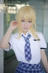 a-mi blonde_hair blouse cosplay hoshii_miki idolmaster pleated_skirt school_uniform skirt tie rating:Safe score:1 user:nil!