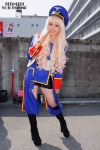 amagaeru blouse blue_eyes boots cosplay hat macross macross_frontier microphone multi-colored_hair overcoat sheryl_nome shorts rating:Safe score:0 user:pixymisa