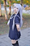 black_legwear cosplay original pleated_skirt purple_hair sailor_uniform saki_(ii) school_uniform skirt thighhighs zettai_ryouiki rating:Safe score:0 user:nil!