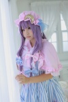 bed capelet cosplay dress enako hat patchouli_knowledge purple_hair touhou rating:Safe score:0 user:nil!