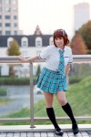 amami_haruka blouse cosplay hair_ribbons idolmaster kneesocks kyouka pleated_skirt school_uniform skirt tie rating:Safe score:0 user:pixymisa