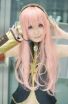 armband cosplay detached_sleeves headset megurine_luka pink_hair skirt vest vocaloid yuuki_(iii) rating:Safe score:0 user:nil!