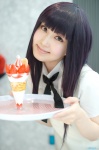 apron blouse cosplay nina_(ii) purple_hair waitress waitress_uniform working!! yamada_aoi rating:Safe score:0 user:nil!