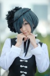 blouse chii ciel_phantomhive cosplay crossplay eyepatch green_hair hairbow kuroshitsuji vest rating:Safe score:0 user:nil!