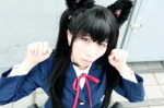animal_ears blazer blouse cat_ears cosplay k-on! minegishi_saya nakano_azusa ribbon_tie school_uniform twintails rating:Safe score:0 user:pixymisa