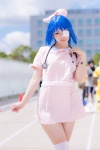 akane_ruka blue_hair cosplay eyepatch ikkitousen nurse nurse_cap nurse_uniform ryomou_shimei stethoscope thighhighs zettai_ryouiki rating:Safe score:2 user:pixymisa