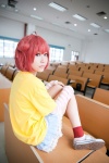 akaza_akari aliga blouse cosplay red_hair skirt socks striped tshirt twin_buns yuruyuri rating:Safe score:1 user:pixymisa