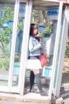 denim_jacket handbag katou_mari pleated_skirt skirt sweater telephone thighhighs zettai_ryouiki rating:Safe score:0 user:pixymisa