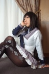akemi_homura blouse cosplay hairband hanamura_misaki pantyhose pleated_skirt puella_magi_madoka_magica skirt rating:Safe score:1 user:nil!