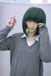 blouse cosplay glasses green_hair hina hori-san_to_miyamura-kun kouno_sakura school_uniform sweater rating:Safe score:0 user:nil!