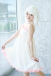 bakemonogatari cosplay dress dress_lift pantyhose sengoku_nadeko sheer_legwear white_hair yachika rating:Safe score:0 user:nil!