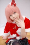 bow cosplay hairbow original pink_hair santa_costume shawl thighhighs tiered_skirt yuu_(ii) rating:Safe score:0 user:pixymisa