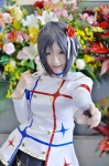a-mi blouse cosplay idolmaster_2 kikuchi_makoto microphone miniskirt silver_hair skirt rating:Safe score:0 user:nil!