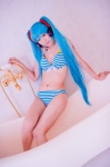 aqua_hair bathroom bathtub bikini cleavage cosplay hatsune_miku headset mashiro_yuki project_diva swimsuit twintails vocaloid rating:Safe score:0 user:nil!