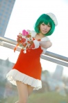 aqua_hair cosplay dress gloves hayase_ami macross macross_frontier pantyhose ranka_lee santa_costume stocking_cap rating:Safe score:1 user:nil!