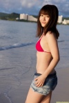 beach bikini_top denim dgc_0935 kuroda_arisa ocean open_clothes shorts swimsuit rating:Safe score:0 user:nil!