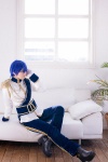 blazer blue_eyes blue_hair boots cosplay crossplay gloves kaito lili_a military_uniform sash trousers vocaloid rating:Safe score:0 user:pixymisa