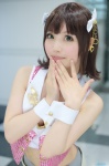amami_haruka choker cosplay croptop cuffs hairbows idolmaster karin_(iv) midriff pleated_skirt skirt vest rating:Safe score:1 user:pixymisa