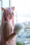 animal_ears cat_ears cosplay dress enacat_(white_version) enako original paw_gloves pink_hair rating:Safe score:0 user:nil!