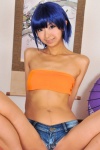 bakemonogatari blue_hair cosplay denim kanbaru_suruga karimonogatari necoco shorts tubetop rating:Safe score:3 user:nil!