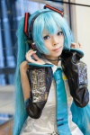 aqua_eyes aqua_hair blouse cosplay detached_sleeves hatsune_miku headset i-ai tie twintails vocaloid rating:Safe score:0 user:pixymisa