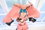 <3 aqua_hair colorful_pop_star!! cosplay dress fingerless_elbow_gloves haruka hatsune_miku headphones tail twintails wings rating:Safe score:0 user:nil!